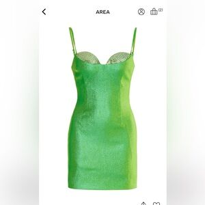 AREA Crystal Embellished Metallic Dress